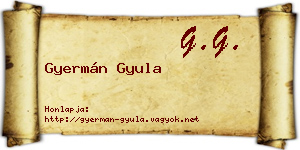 Gyermán Gyula névjegykártya